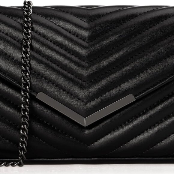 Chic Black Envelope Handbag with Magnetic Closure & Spacious Zipper Pockets - Picture 2 of 9